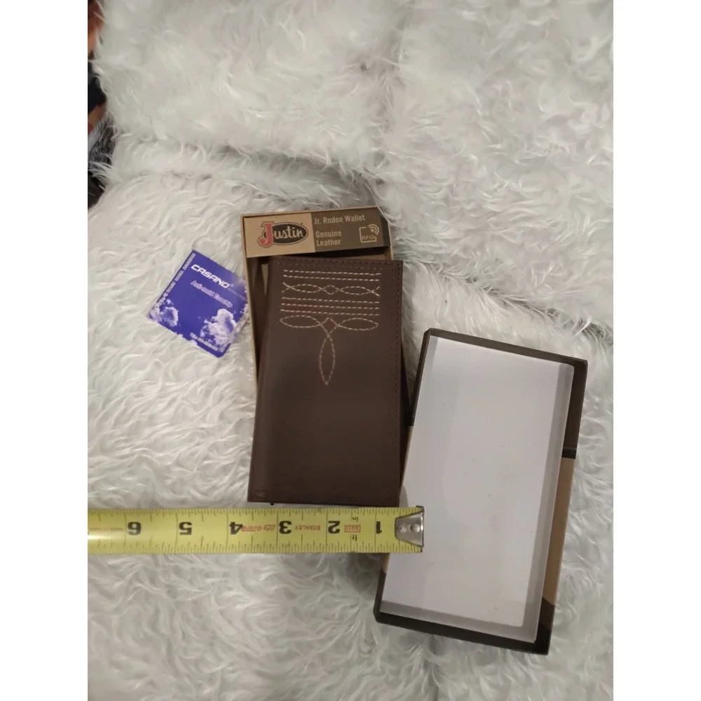 Justin Jr Rodeo Wallet Genuine Leather Brown Western Stitching RFID